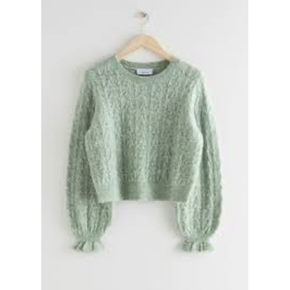 & Other Stories Alpaca Blend Ruffled Cable Knit Sweater Size Medium